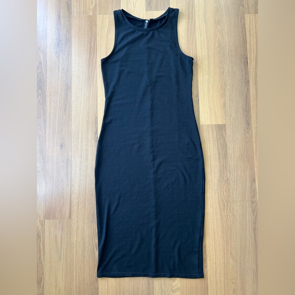 Cotton On black sleeveless tank top bodycon midi dress XS